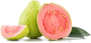 Fresh Guava Fruit Cutand Whole PNG Image