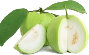 Fresh Guava Fruit Cutand Whole PNG Image