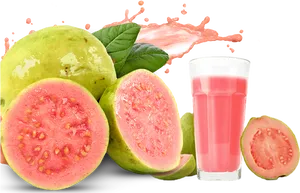 Fresh Guavaand Juice Splash PNG Image