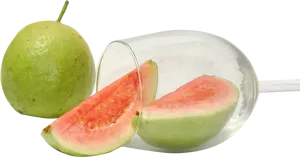 Fresh Guavaand Slicesin Glass Bowl PNG Image