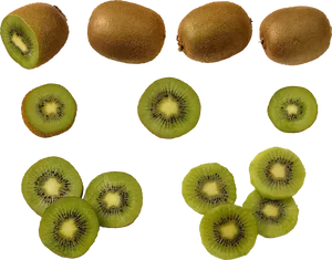 Fresh Kiwi Fruit Slices Transparent Background PNG Image