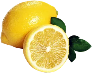 Fresh Lemonand Sliceon Black Background PNG Image