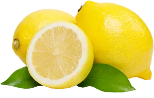 Fresh Lemonsand Leaveson Black Background PNG Image