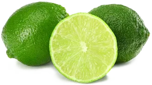 Fresh Limes Wholeand Halved PNG Image