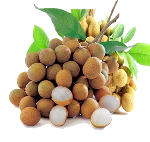 Fresh Longan Fruit Pile With Leaves PNG Image