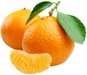 Fresh Mandarin Oranges With Leaves PNG Image