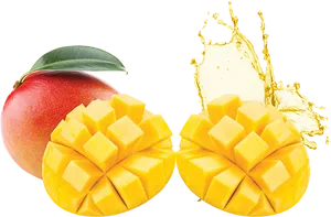 Fresh Mangoand Juice Splash PNG Image