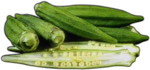 Fresh Okra Podsand Slices PNG Image