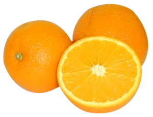 Fresh Oranges Slicedand Whole PNG Image