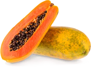 Fresh Papaya Halvedand Whole PNG Image