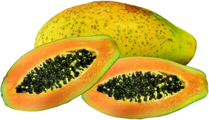 Fresh Papayaand Slices.png PNG Image