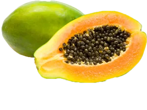 Fresh Papayaand Slicewith Seeds.png PNG Image