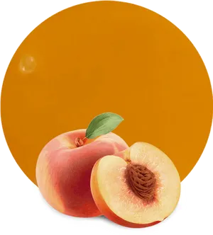 Fresh Peachand Halfwith Leaf PNG Image