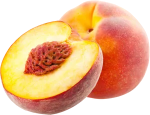 Fresh Peachand Halfwith Pit PNG Image