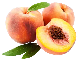 Fresh Peaches With Leaf.png PNG Image