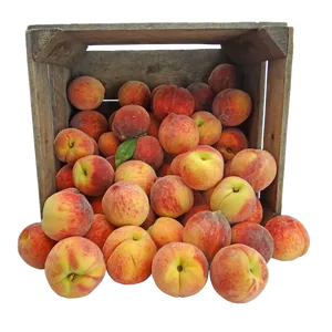 Fresh Peachesin Wooden Crate PNG Image