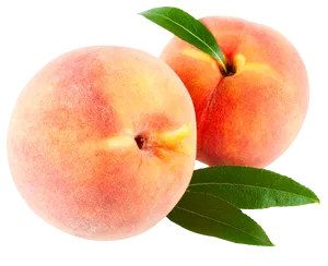 Fresh Peacheswith Leaves PNG Image