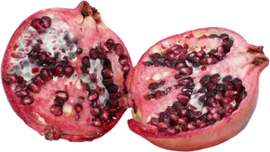 Fresh Pomegranate Halves PNG Image