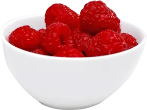 Fresh Raspberriesin White Bowl PNG Image