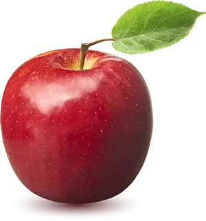 Fresh Red Applewith Leaf PNG Image