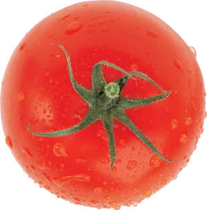 Fresh Red Tomatowith Water Droplets PNG Image