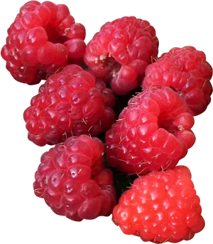 Fresh Ripe Raspberries Cluster PNG Image