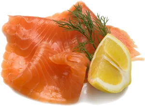 Fresh Smoked Salmon Slicewith Lemonand Dill.png PNG Image