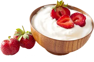 Fresh Strawberry Yogurt Bowl PNG Image