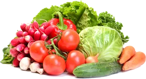 Fresh Vegetable Assortment Black Background PNG Image