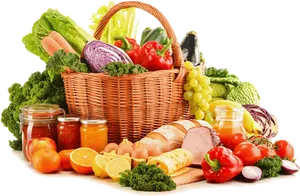 Fresh Vegetablesand Fruits Basket PNG Image