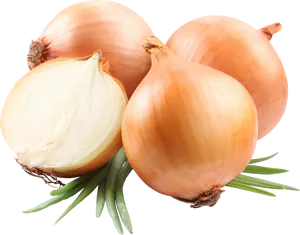 Fresh Wholeand Halved Onions PNG Image