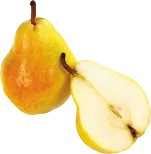 Fresh Yellow Pear Half Cut PNG Image