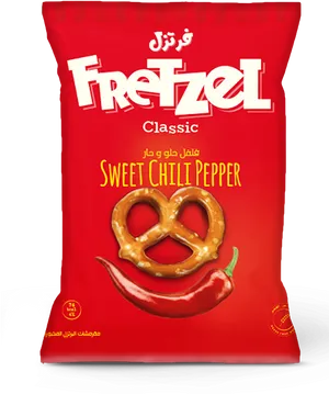 Fretzel Sweet Chili Pepper Pretzel Snack Package PNG Image