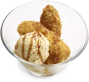 Fried Banana Ice Cream Dessert PNG Image