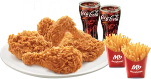 Fried Chicken Mealwith Drinksand Fries PNG Image