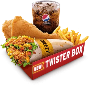 Fried Chicken Twister Combo Meal PNG Image