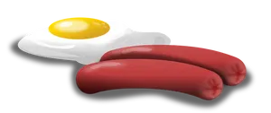 Fried Eggand Sausageson Black Background PNG Image