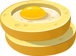 Fried Eggon English Muffin Vector PNG Image