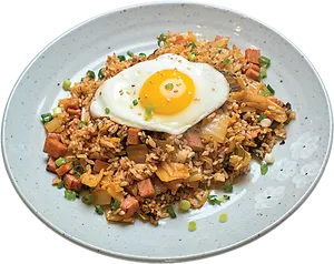 Fried Eggon Fried Rice Dish PNG Image