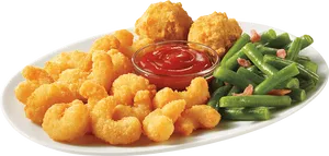 Fried Shrimp Platterwith Sides PNG Image