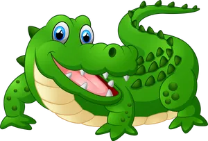 Friendly Cartoon Crocodile PNG Image