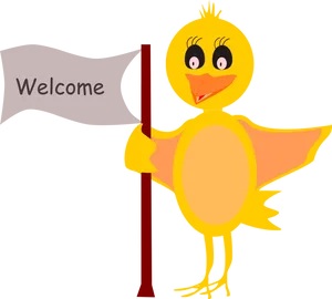 Friendly Chick Welcoming Banner PNG Image