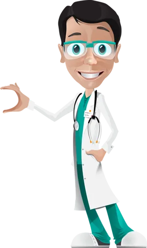 Friendly Doctor Cartoon Character PNG Image