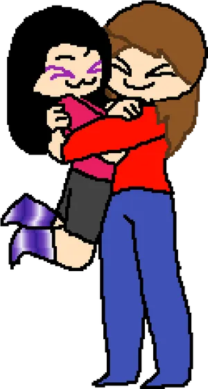 Friendly_ Embrace_ Pixel_ Art PNG Image