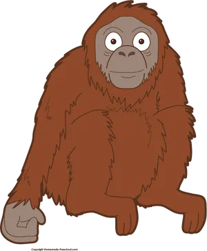 Friendly Orangutan Cartoon PNG Image