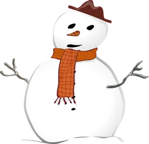 Friendly Snowmanwith Hatand Scarf Clipart PNG Image