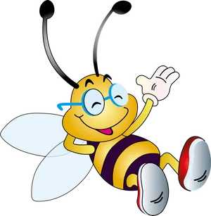 Friendly Waving Bee Clipart PNG Image