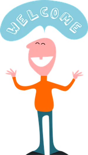 Friendly Welcome Cartoon Character PNG Image