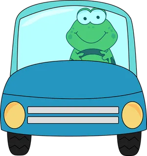 Frog Driving Cartoon Car.png PNG Image