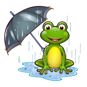 Frog In Rain Cartoon Png Sya65 PNG Image